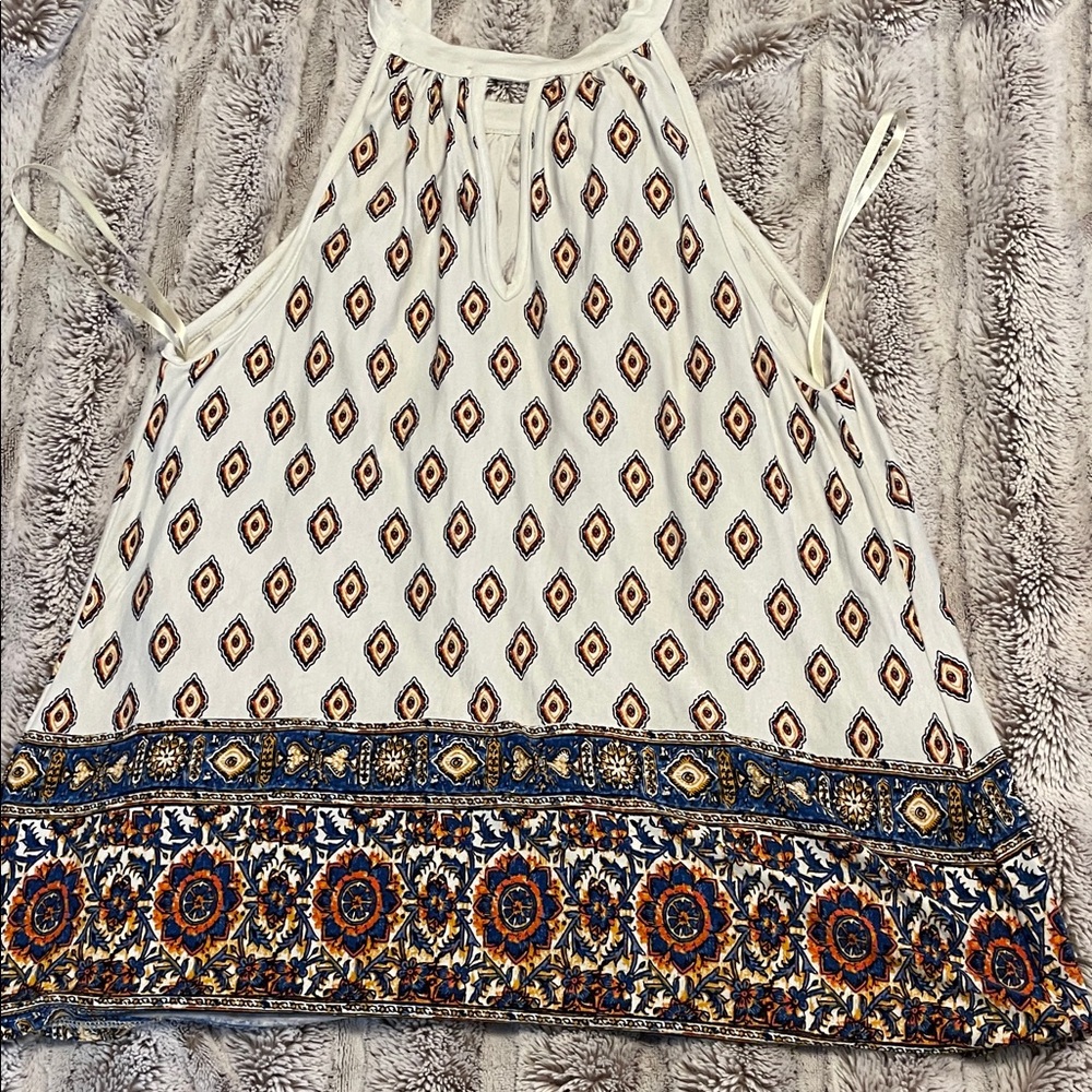 Loveappella soft White and Blue Patterned tank Top - Picture 4 of 4